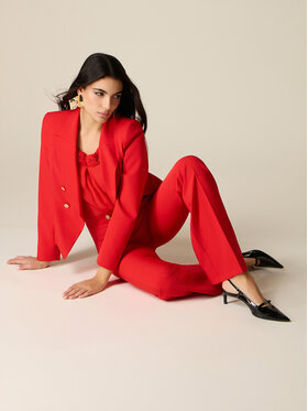 Oltre Oltre Spodnie materiałowe P098R008866N016 Czerwony Flare Fit
