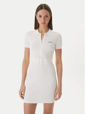 Guess Guess Trikotāžas kleita V6RK08 Z4642 Balts Slim Fit