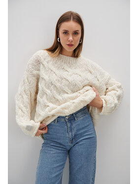 Fobya Fobya Sweter F1767 Écru Basic Fit