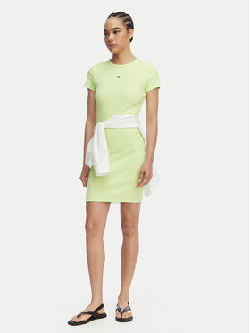 Tommy Jeans Tommy Jeans Poletna obleka Flag DW0DW22613 Svetlo zelena Slim Fit