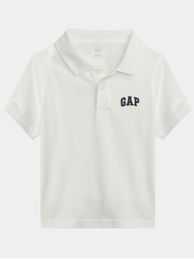 Gap Gap Тениска с яка и копчета 857486-00 Бял Regular Fit