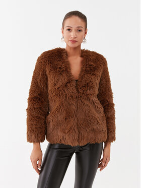TWINSET TWINSET Кожено палто 232TP2301 Кафяв Slim Fit