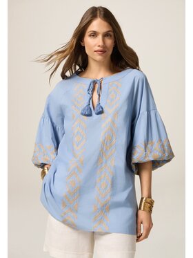 Oltre Oltre Blusa 2461J000687N004 Turchese Over Fit