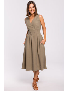 Stylove Stylove Sukienka codzienna S224 Beżowy Regular Fit