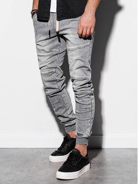 Ombre Ombre Jeansy OM-PADJ-0108 Szary Slim Fit