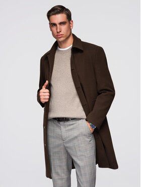 Ombre Ombre Płaszcz OM-COWC-0135 Brązowy Regular Fit