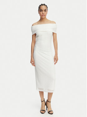 MICHAEL Michael Kors MICHAEL Michael Kors Kasdieninė suknelė MS683E1KS1 Balta Slim Fit