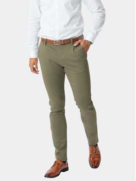 TeeShoppen TeeShoppen Spodnie garniturowe 'Perform Collection' Zielony Slim Fit