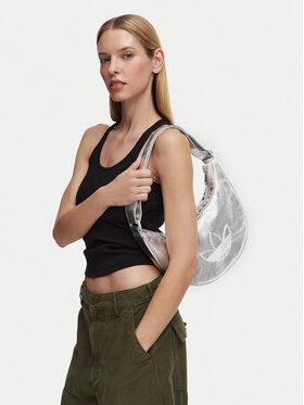 adidas adidas Τσάντα Adicolor Half Crescent Bag Metallic Pu KR1562 Ασημί