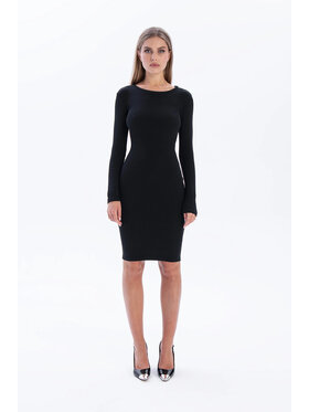 Nudyess Nudyess Sukienka dzianinowa Eos Mimi z prążka Czarny Fitted Fit