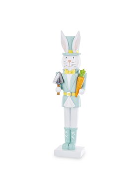 MIAhome MIAhome Figurka Królik w niebieskim mundurze 34x9x6 cm z marchewką i łopatką Kolorowy