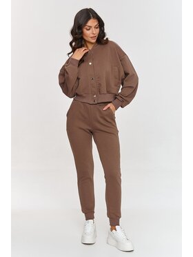 Makadamia Makadamia Komplet bluza, bluzka i spodnie A11 Brązowy Loose Fit
