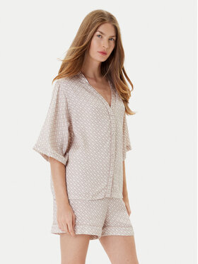 BOSS BOSS Pižamos marškiniai Sateen 50545615 Smėlio Relaxed Fit
