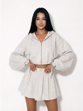 MissDenim MissDenim Bluza Oversize Crop Zip Hoodie Szary Oversize