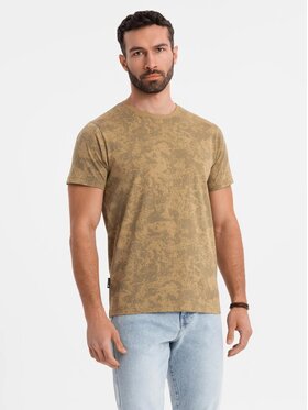 Ombre Ombre T-Shirt OM-TSFP-0223 Zielony Regular Fit