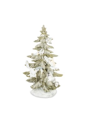 MIAhome MIAhome Figurka choinka ośnieżona ze zwierzątkami Biały