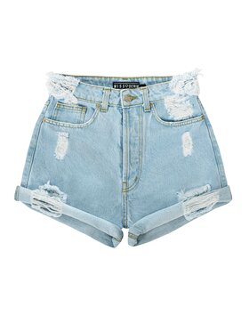 MissDenim MissDenim Szorty jeansowe High Waist Rolled Up Niebieski Regular Fit