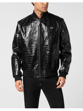 PHILIPP PLEIN PHILIPP PLEIN Kožená bunda 26991 Černá Regular Fit