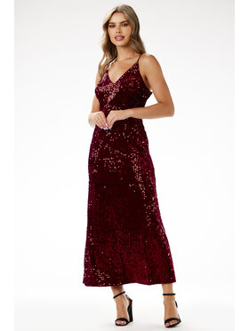 Awama Awama Sukienka A697 Bordowy Basic Fit