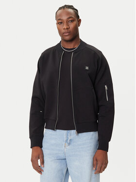 HUGO HUGO Pulóver Dargenzip 50542590 Fekete Oversize