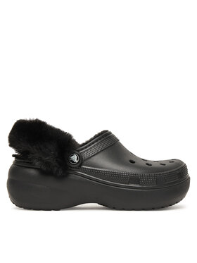Crocs Crocs Παντόφλες Classic Platform Fuzz Lined Clog 212854 Μαύρο