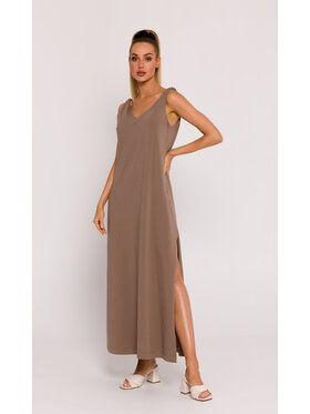 Made of Emotion Made of Emotion Sukienka letnia M791 Brązowy Generous Fit