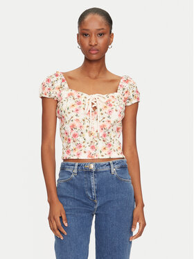 Guess Guess Blúz W5GP13 KCVA1 Bézs Slim Fit
