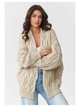 Makadamia Makadamia Kardigan S163 Beżowy Loose Fit