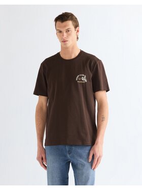 Wrangler Wrangler T-Shirt SMALL GRAPHIC TEE Brązowy Regular Fit