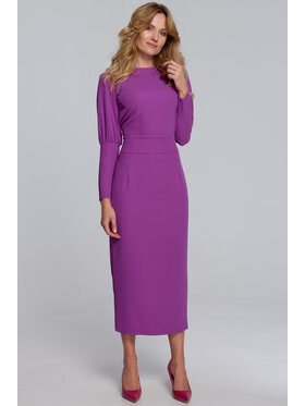 Makover Makover Sukienka codzienna K079 Fioletowy Regular Fit