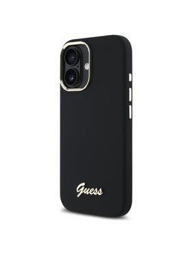 Guess Guess Etui na telefon Silicone Script Metal Logo & Frame Czarny
