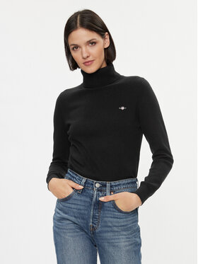 Gant Gant Krekls ar augstu apkakli Extrafine Rollneck 4800511 Melns Regular Fit