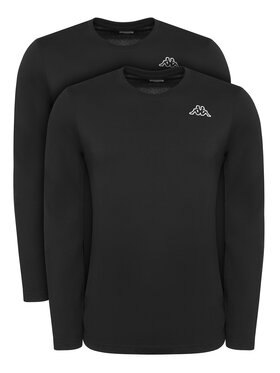 Kappa Kappa Σετ 2 Μπλούζες Μακρυμάνικες Logo Saro 37216LW Μαύρο Regular Fit