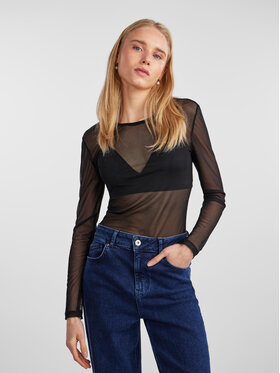 Pieces Pieces Blūze 17141116 Melns Slim Fit