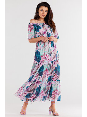 Awama Awama Sukienka A504 Kolorowy Basic Fit