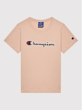 Champion Champion T-Shirt Logo Script 404231 Różowy Regular Fit