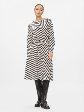 Tommy Hilfiger Tommy Hilfiger Každodenné šaty Zigzag Waisted Midi Dress WW0WW41157 Biela Regular Fit