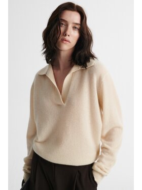 MARI PRETI MARI PRETI Sweter ROWEN Kremowy Loose Fit