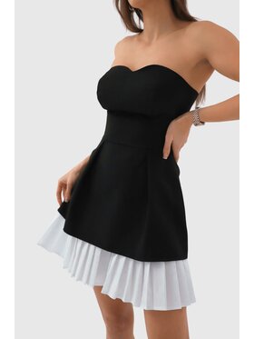 Chiara Wear Chiara Wear Sukienka koktajlowa Sukienka mini z plisami EMILY Czarny Slim Fit