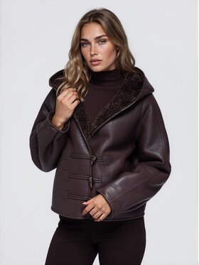 Ombre Ombre Zimní kabát OW-CT-E0034 Hnědá Relaxed Fit