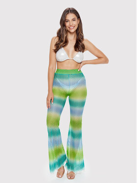 Dress Point Dress Point Spodnie dzianinowe CRISPY STORIES TROUSERS OCEAN Zielony Flared Leg