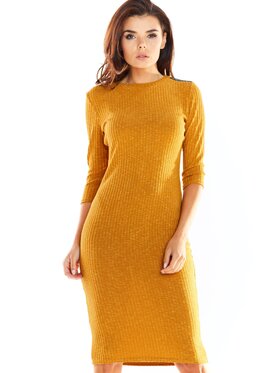 Awama Awama Vestito di maglia A321 Marrone Basic Fit