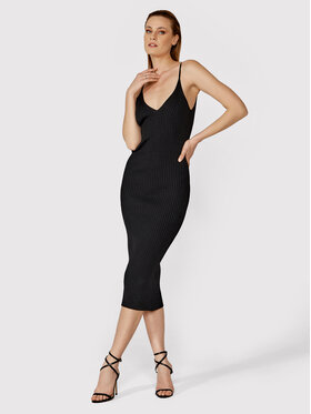 Simple Simple Letné šaty SUD007 Čierna Slim Fit