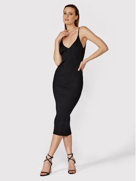 Simple Simple Robe d'été SUD007 Noir Slim Fit
