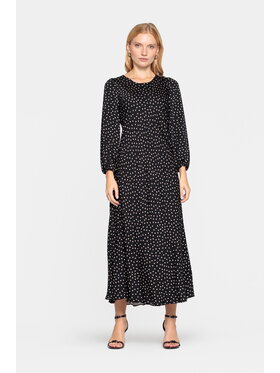 EMOI EMOI Sukienka codzienna maxi w drobny wzór Czarny Feminine Fit