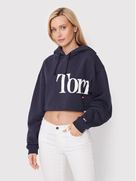 Tommy Jeans Tommy Jeans Mikina Super Crop Bold DW0DW13577 Tmavomodrá Relaxed Fit