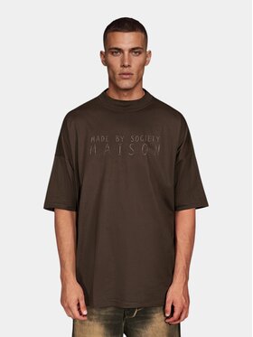 MADE BY SOCIETY MADE BY SOCIETY T-Shirt Tricou L’Essentiel - T17471 Brązowy Basic Fit