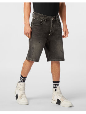 PHILIPP PLEIN PHILIPP PLEIN Szorty jeansowe 24335 Szary Loose Fit