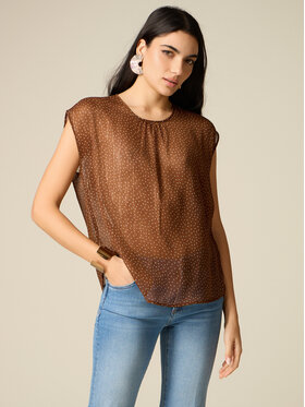 Oltre Oltre Bluzka 2072J000848N0V2 Brązowy Baggy Fit