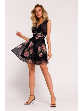 Made of Emotion Made of Emotion Koktejlové šaty M782 Čierna Generous Fit